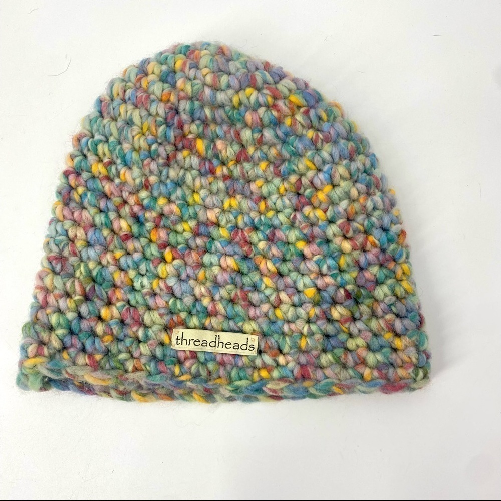 Threadheads multi color chunky knit beanie winter hat